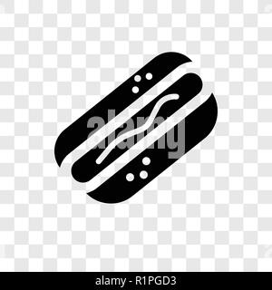 Hot Dog nel pane icona vettore isolato su sfondo trasparente, hot dog nel pane trasparenza concetto del logo Illustrazione Vettoriale