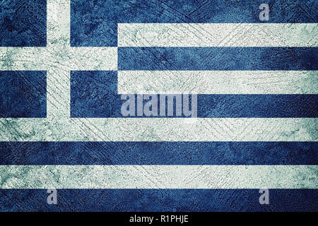 Grunge Bandiera della Grecia. Bandiera della Grecia con texture grunge. Foto Stock