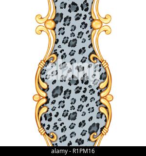 Golden seamless confine con leopard pinta Foto Stock