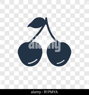 Le ciliegie icona vettore isolato su sfondo trasparente, ciliegie trasparenza concetto del logo Illustrazione Vettoriale