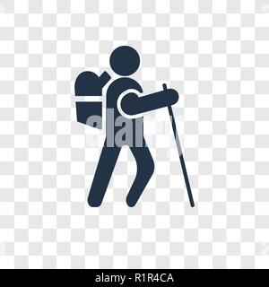 Escursionismo icona vettore isolato su sfondo trasparente, escursionismo trasparenza concetto del logo Illustrazione Vettoriale