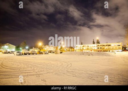 Reykjavik city hostel vista esterna di ghiaccio durante il periodo invernale Foto Stock