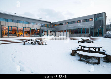 Reykjavik city hostel vista esterna di ghiaccio durante il periodo invernale Foto Stock