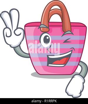 Due dita di picnic sulla spiaggia sacchetto sulla forma dei caratteri Illustrazione Vettoriale