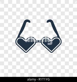 A forma di cuore ad occhiale icona vettore isolato su sfondo trasparente, a forma di cuore ad occhiali trasparenza concetto del logo Illustrazione Vettoriale