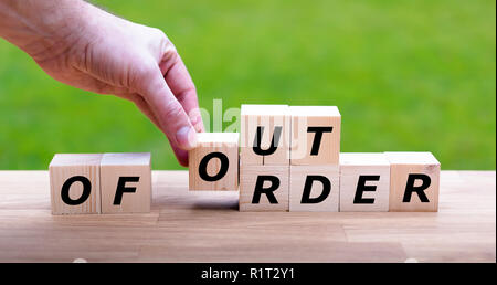 Al di fuori del segno di ordine Foto Stock