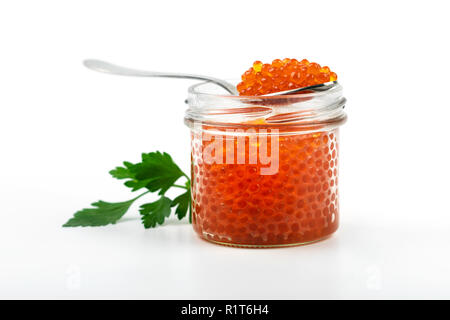 Pesce rosso roe jar isolati su sfondo bianco Foto Stock