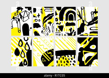 Set di universale creativo degli elementi floreali. Disegnato a mano le texture Illustrazione Vettoriale