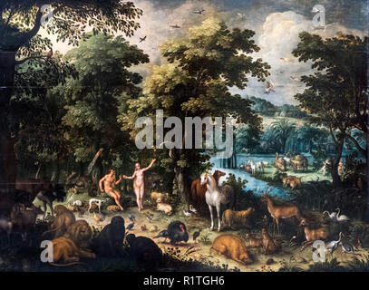 Paradiso terrestre di Jan Brueghel il Giovane (1601-1678), c.1620 Foto Stock