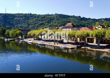 Il fiume Lot a Cajarc nella Valle del Lot, Lot, Quercy, Francia, Europa Foto Stock