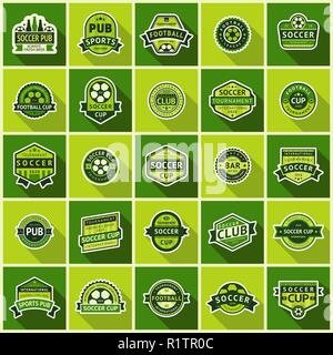 Grande set di calcio badge verde illustrazione vettoriale Illustrazione Vettoriale