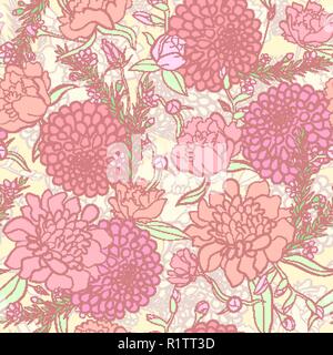 Sfondo floreale. Le Peonie. Flower pattern. Illustrazione Vettoriale