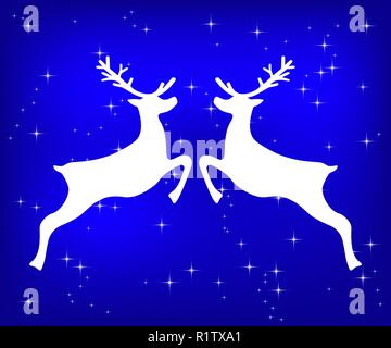 La renna su una scintillante blu sullo sfondo di Natale. Illustrazione Vettoriale
