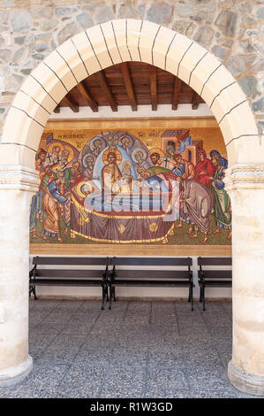 Cristiano mosaico oro nel Monastero di Kykkos, Kykkos, Monti Troodos, Limassol District, la Repubblica di Cipro Foto Stock