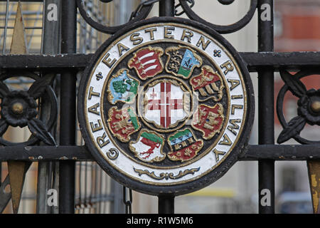 London, Regno Unito - 20 Novembre 2011: Great Eastern Railway segno alla stazione di Liverpool Street a Londra, Regno Unito. Foto Stock