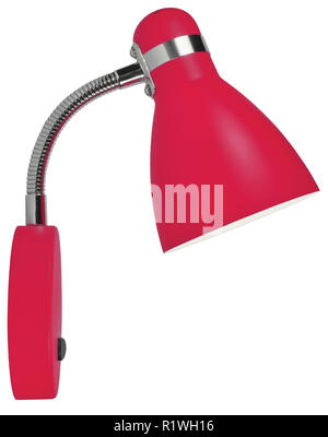 Parete Rossa applique letto lampada a collo d'oca, moderno Surface-Mounted Home lampadario, Grandi isolati dettagliata Closeup Studio shot dettaglio verticale lo spazio di copia Foto Stock