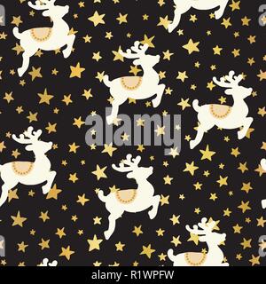 Vacanze di Natale seamless pattern oro renna Illustrazione Vettoriale