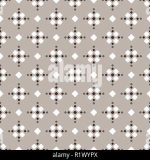 Marrone Bianco beige Fair Isle vettore stile seamless disegno geometrico con rombo Illustrazione Vettoriale