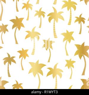 Vector golden palme estate seamless pattern sfondo. Di lamina di oro palme. Elegante lussuosa cornice. Ideale per vacanza tropicale tessuto, carta, matrimonio inviti, sfondo, Summer Party Illustrazione Vettoriale