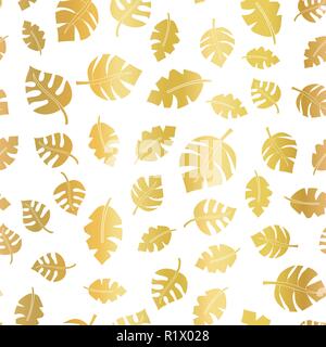 Di lamina di oro lascia senza giunture sfondo vettoriale Illustrazione Vettoriale