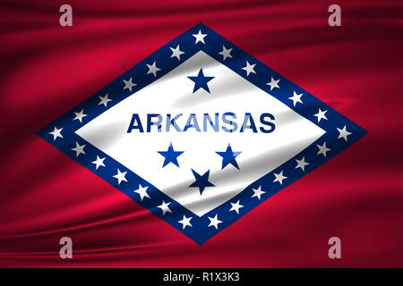 Arkansas 3D sventola bandiera illustrazione. La texture può essere utilizzato come sfondo. Foto Stock
