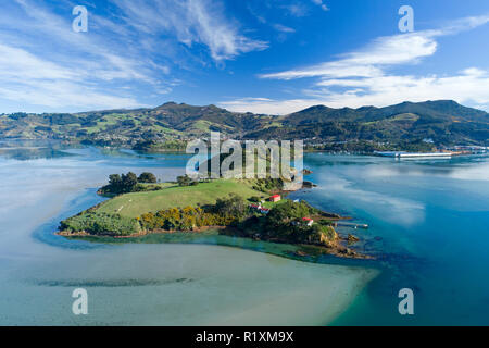 La quarantena isola e porto di Otago, Dunedin, Otago, Isola del Sud, Nuova Zelanda Foto Stock