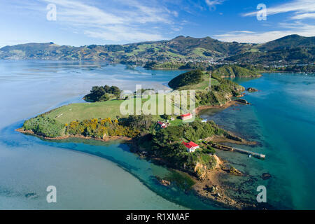 La quarantena isola e porto di Otago, Dunedin, Otago, Isola del Sud, Nuova Zelanda Foto Stock