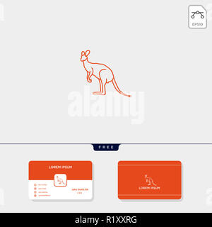 Delineare il kangaroo creative modello logo aziendale per illustrazione vettoriale, business card template design includono Foto Stock