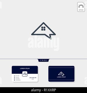 Home immobiliare forum, chat o parlare creative modello logo aziendale per illustrazione vettoriale, business card template design includono Foto Stock