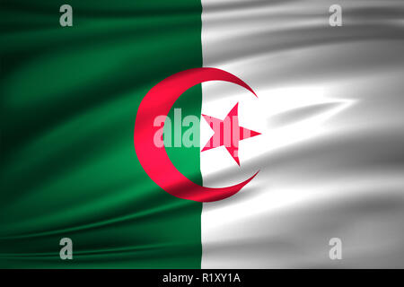 Algeria 3D sventola bandiera illustrazione. La texture può essere utilizzato come sfondo. Foto Stock