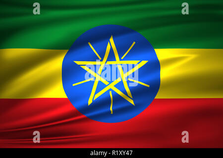 Etiopia 3D sventola bandiera illustrazione. La texture può essere utilizzato come sfondo. Foto Stock