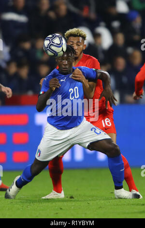 Ferrara, Italia. 15 Novembre, 2018. MOISE KEAN (Italia) calcio amichevole Italia vs Inghilterra u21 Ferrara Italia Novembre 15, 2018 foto di Filippo Rubin Credito: Filippo Rubin/Alamy Live News Foto Stock