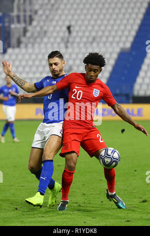 Ferrara, Italia. 15 Novembre, 2018. REISS NELSON (Inghilterra) calcio amichevole Italia vs Inghilterra u21 Ferrara Italia Novembre 15, 2018 foto di Filippo Rubin Credito: Filippo Rubin/Alamy Live News Foto Stock