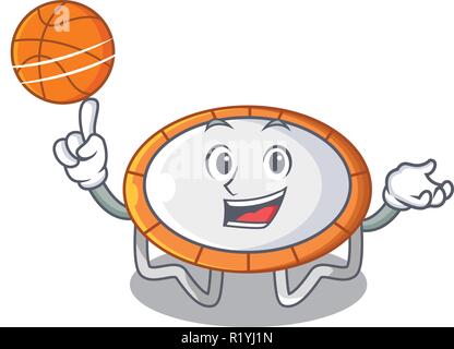 Con basket Trampolino di salto cartoon forma icona realistica Illustrazione Vettoriale