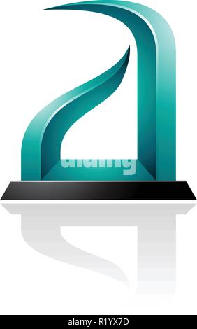Illustrazione Vettoriale di Persiano di verde e nero bow-come lettera in rilievo un isolato su uno sfondo bianco Illustrazione Vettoriale