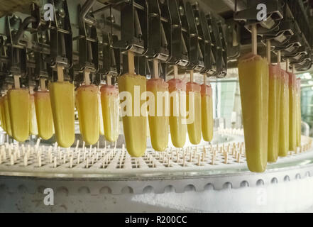 Il trasportatore linee automatiche per la produzione di gelato Foto Stock