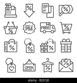 Appartamento moderno set di icone di business o di venerdì nero Illustrazione Vettoriale