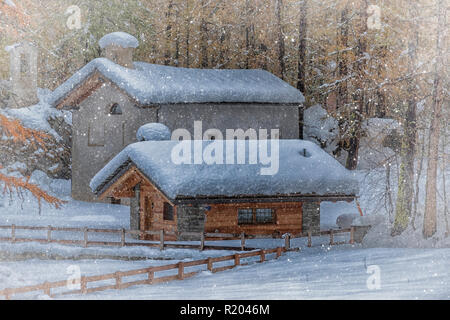 Rhemes Notre Dame in Valle d'Aosta. Cartolina tipico paesaggio di montagna Foto Stock