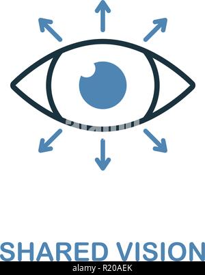 Visione condivisa icona. Due colori design premium dal management di raccolta di icone. Pixel perfetto pittogramma semplice visione condivisa icona. UX e UI l'utilizzo. Illustrazione Vettoriale