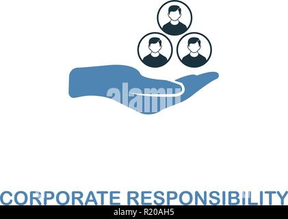 La responsabilità aziendale e la relativa icona. Due colori design premium dal management di raccolta di icone. Pixel perfetto pittogramma semplice corporate responsibility ico Illustrazione Vettoriale