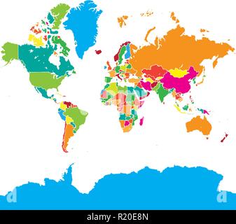 Colorata mappa del mondo. Illustrazione Vettoriale per quardic formati. Illustrazione Vettoriale