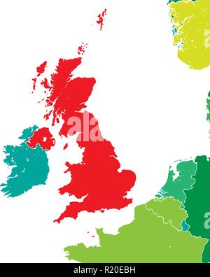 Brexit mappa del Regno Unito. Illustrazione Vettoriale modello per l'arte al muro e la commercializzazione in formato quadrato. Illustrazione Vettoriale