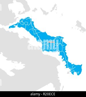 Mappa dell'isola di Eubea, Grecia. Illustrazione Vettoriale modello per l'arte al muro e la commercializzazione in formato quadrato. Illustrazione Vettoriale
