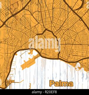 Vintage Mappa di Palma. Illustrazione Vettoriale modello per l'arte al muro e la commercializzazione in formato quadrato. Illustrazione Vettoriale