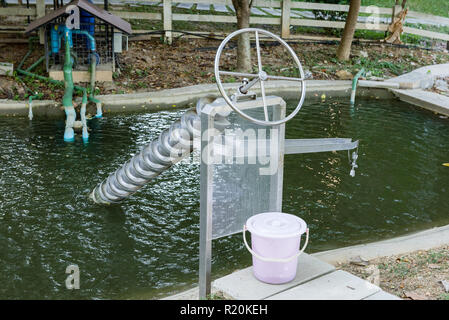 La vite di Archimede, coclea o pompa a vite, è una macchina storicamente usato per il trasferimento di acqua da un basso-giacente corpo di acqua in irriga Foto Stock