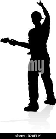 Musicista chitarrista Silhouette Illustrazione Vettoriale