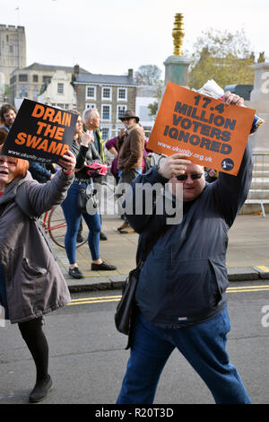 Regno Unito Unity "riprendere il controllo' pro-Brexit protesta. Norwich contro i fascisti hanno organizzato un grande bancone-dimostrazione. Norwich, Regno Unito 10 novembre 2018 Foto Stock