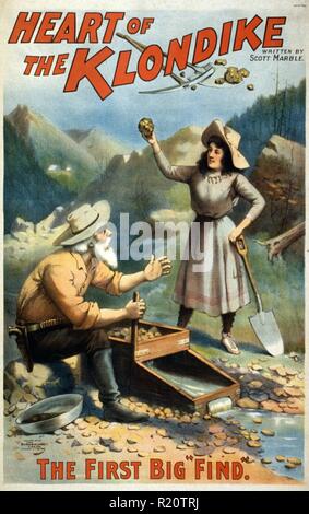 Poster a colori pubblicità il gioco "Cuore del Klondike'. Scritto da Scott marmo (1847 - 1919), che ha anche scritto che "La grande rapina in treno'. Foto Stock