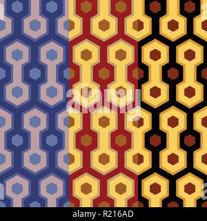 Elegante retrò art deco/arte nuvo insieme senza soluzione di continuità di patterns in tre colori meravigliosi per la stampa e il web . Illustrazione Vettoriale