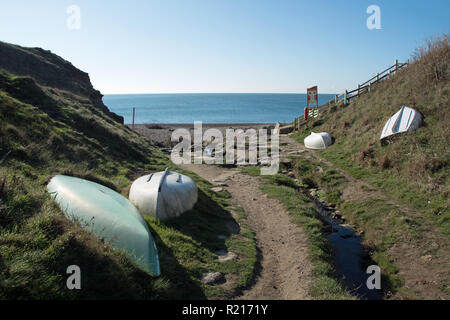 Fiume Eype a bocca Eype, Bridport, Dorset. Foto Stock